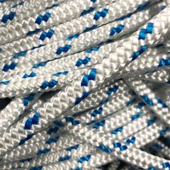 Polyester Braid 5/16" White w/Blue Tracer /ft.