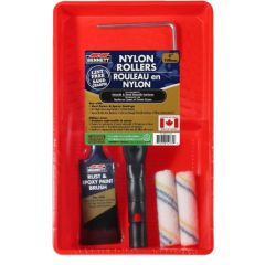 Roller & Tray Set 4" Handle 2 Nylon 1 Brush